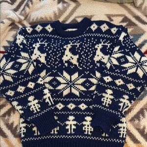 Vintage Lord & Taylor Reindeer Pattern Sweater ~ Medium ~ 100% Acrylic
